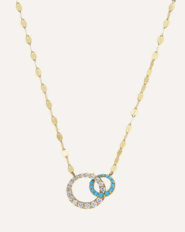Turquoise and Diamond Interlocking Cusp Necklace